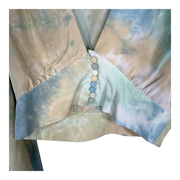 Signature8 Water Color Tie Dye Cropped Balloon Sleeve Blouse Size S - Picture 3 of 11